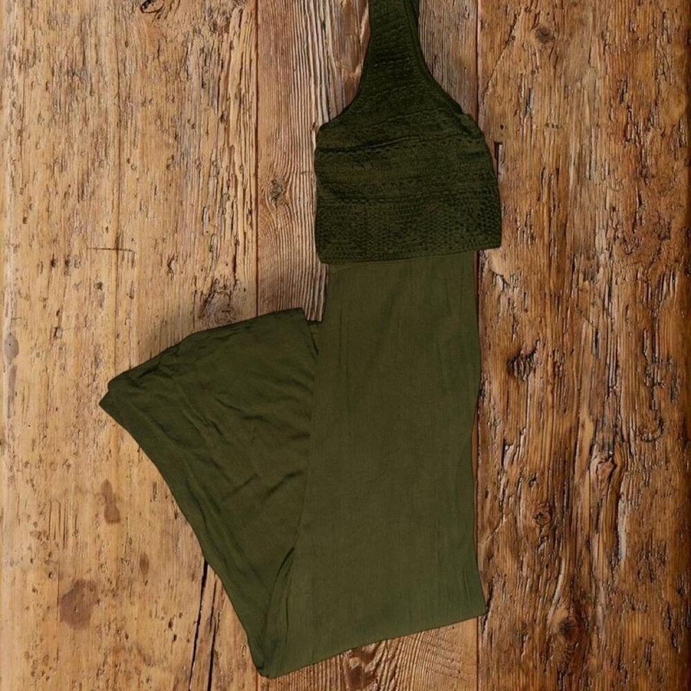 Olive green maurices jumpsuit with textured pattern